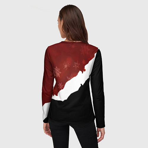 Женский лонгслив Злой дед мороз красный и черный / 3D-принт – фото 4
