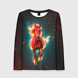Женский лонгслив Светящаяся огненная лошадь