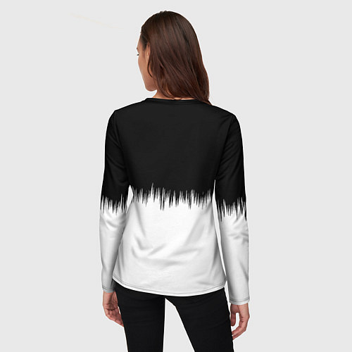 Женский лонгслив Juventus черно белые краски текстура / 3D-принт – фото 4