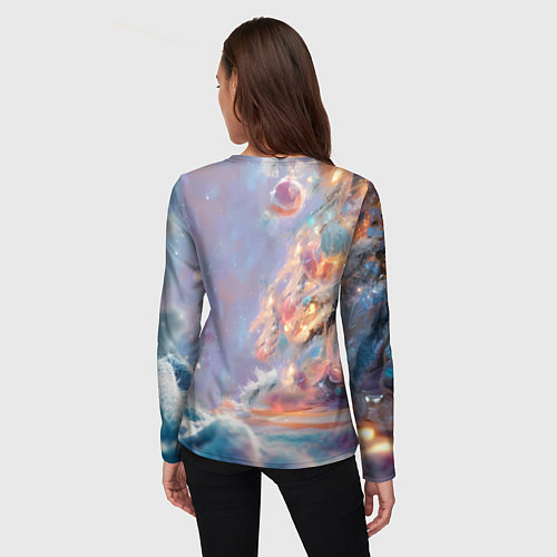 Женский лонгслив Маленький котенок встречает Новый год / 3D-принт – фото 4