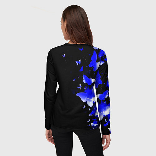 Женский лонгслив Наполи бабочки текстура / 3D-принт – фото 4