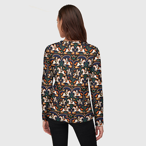 Женский лонгслив Новогодние коты всадники на лошади / 3D-принт – фото 4