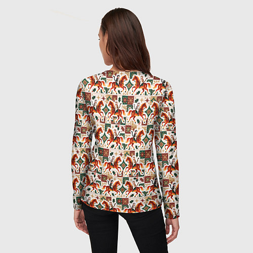 Женский лонгслив Винтажные коты всадники на лошади / 3D-принт – фото 4