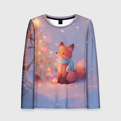 Лонгслив женский Лисичка Новый год, цвет: 3D-принт