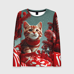 Женский лонгслив Рыжий кот - Новый год