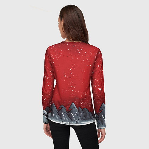 Женский лонгслив Конь в новогодней шапке / 3D-принт – фото 4