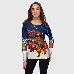 Лонгслив женский Скачем в 2026 - лошадь с балалайкой, цвет: 3D-принт — фото 2