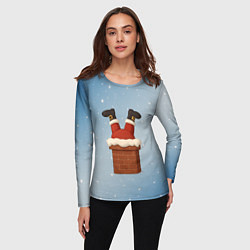 Лонгслив женский Санта торчит из трубы, цвет: 3D-принт — фото 2