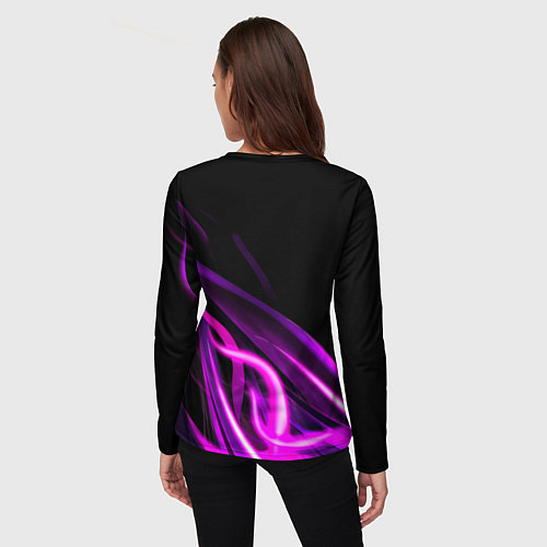 Женский лонгслив Барселона неоновый огонь текстура / 3D-принт – фото 4