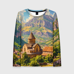 Лонгслив женский Горный покой: храм среди облаков, цвет: 3D-принт