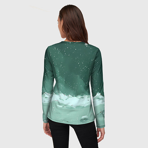 Женский лонгслив Мем Новогодний котик / 3D-принт – фото 4