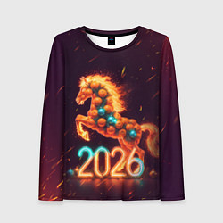 Женский лонгслив Новогодняя мандариновая лошадь 2026