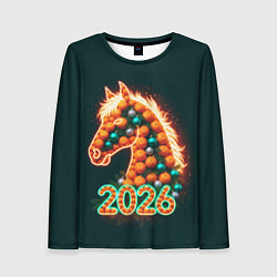 Лонгслив женский Праздничная лошадь 2026, цвет: 3D-принт