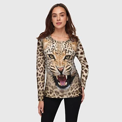 Лонгслив женский Взгляд леопарда, цвет: 3D-принт — фото 2