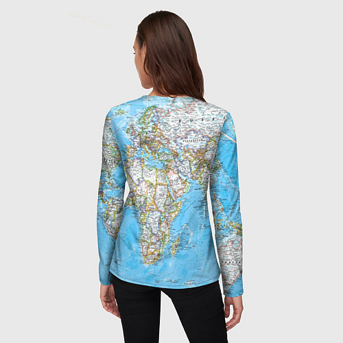 Женский лонгслив Карта мира - политическая / 3D-принт – фото 4