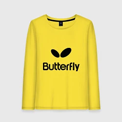 Лонгслив хлопковый женский Butterfly Logo, цвет: желтый