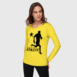 Лонгслив хлопковый женский Лёгкая атлетика, цвет: желтый — фото 2