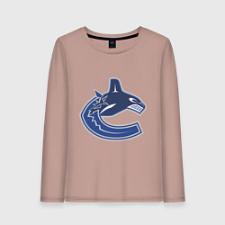 Лонгслив хлопковый женский Vancouver Canucks, цвет: пыльно-розовый