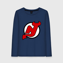Лонгслив хлопковый женский New Jersey Devils, цвет: тёмно-синий
