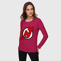 Лонгслив хлопковый женский New Jersey Devils, цвет: маджента — фото 2