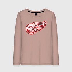 Лонгслив хлопковый женский Detroit Red Wings, цвет: пыльно-розовый