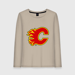 Лонгслив хлопковый женский Calgary Flames, цвет: миндальный