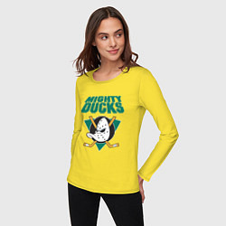 Лонгслив хлопковый женский Anaheim Mighty Ducks, цвет: желтый — фото 2