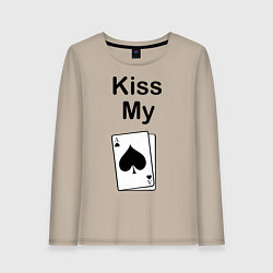 Лонгслив хлопковый женский Kiss my card, цвет: миндальный