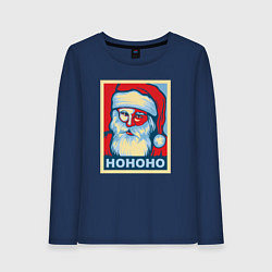 Лонгслив хлопковый женский Santa HOHOHO, цвет: тёмно-синий