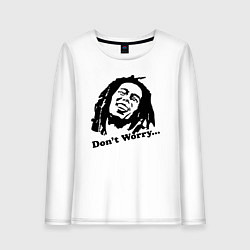 Лонгслив хлопковый женский Bob Marley: Don't worry, цвет: белый