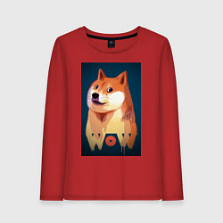 Лонгслив хлопковый женский Wow Doge, цвет: красный