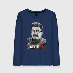 Лонгслив хлопковый женский Stalin: Style in, цвет: тёмно-синий