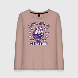 Лонгслив хлопковый женский WWE Never Give Up, цвет: пыльно-розовый