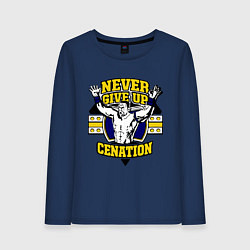 Лонгслив хлопковый женский Never Give Up: Cenation, цвет: тёмно-синий