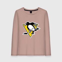 Лонгслив хлопковый женский Pittsburgh Penguins, цвет: пыльно-розовый