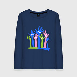Лонгслив хлопковый женский Hands Up, цвет: тёмно-синий