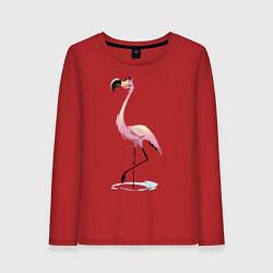 Лонгслив хлопковый женский Гордый фламинго, цвет: красный