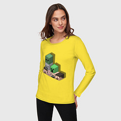 Лонгслив хлопковый женский Minecraft Cube's, цвет: желтый — фото 2