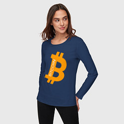 Лонгслив хлопковый женский Bitcoin Boss, цвет: тёмно-синий — фото 2