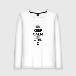 Лонгслив хлопковый женский Keep Calm & Ctrl + Z, цвет: белый