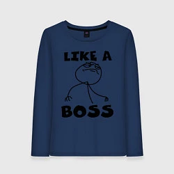 Лонгслив хлопковый женский Like a boss, цвет: тёмно-синий