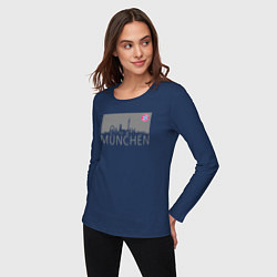 Лонгслив хлопковый женский Bayern Munchen - Munchen City grey 2022, цвет: тёмно-синий — фото 2