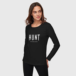 Лонгслив хлопковый женский Hunt: Showdown White Logo, цвет: черный — фото 2