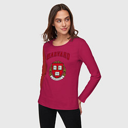 Лонгслив хлопковый женский Harvard university, цвет: маджента — фото 2