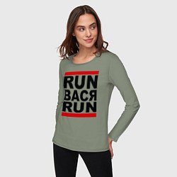 Лонгслив хлопковый женский Run Вася Run, цвет: авокадо — фото 2