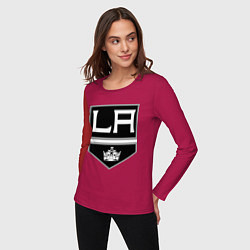 Лонгслив хлопковый женский Los Angeles Kings, цвет: маджента — фото 2