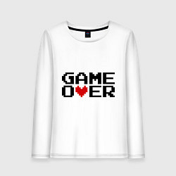 Лонгслив хлопковый женский Game over 8 bit, цвет: белый