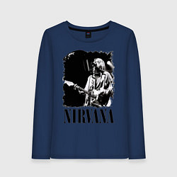 Лонгслив хлопковый женский Black Nirvana, цвет: тёмно-синий