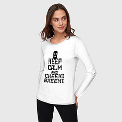 Лонгслив хлопковый женский Keep Calm & Cheeki Breeki, цвет: белый — фото 2