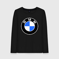 Лонгслив хлопковый женский Logo BMW, цвет: черный